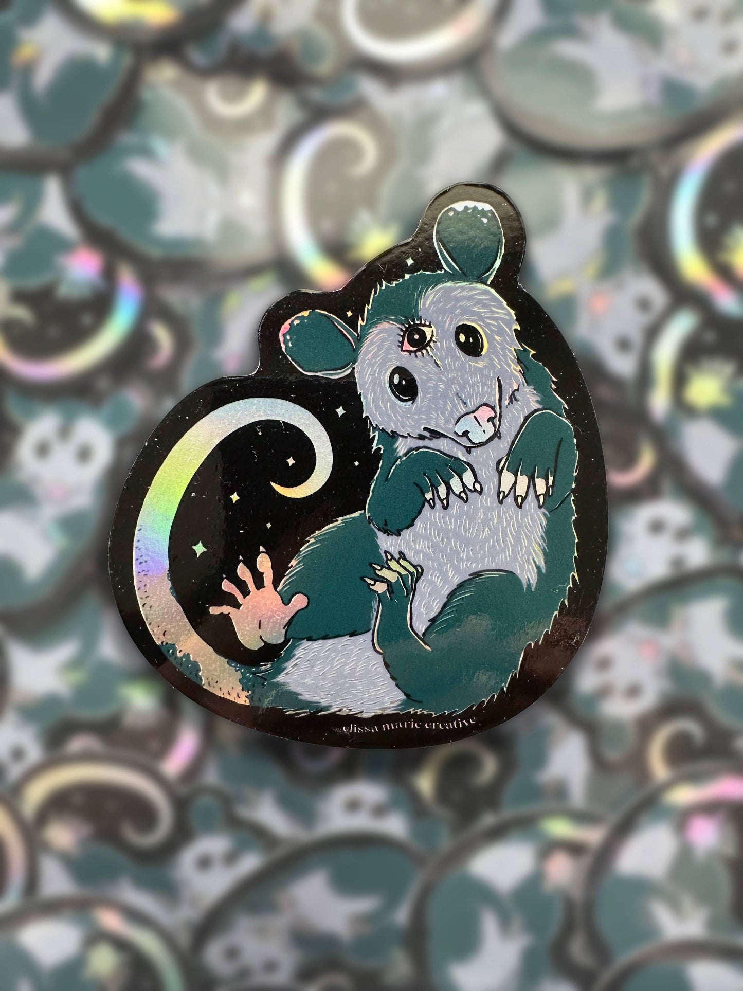 Cosmic Opossum Holographic Sticker
