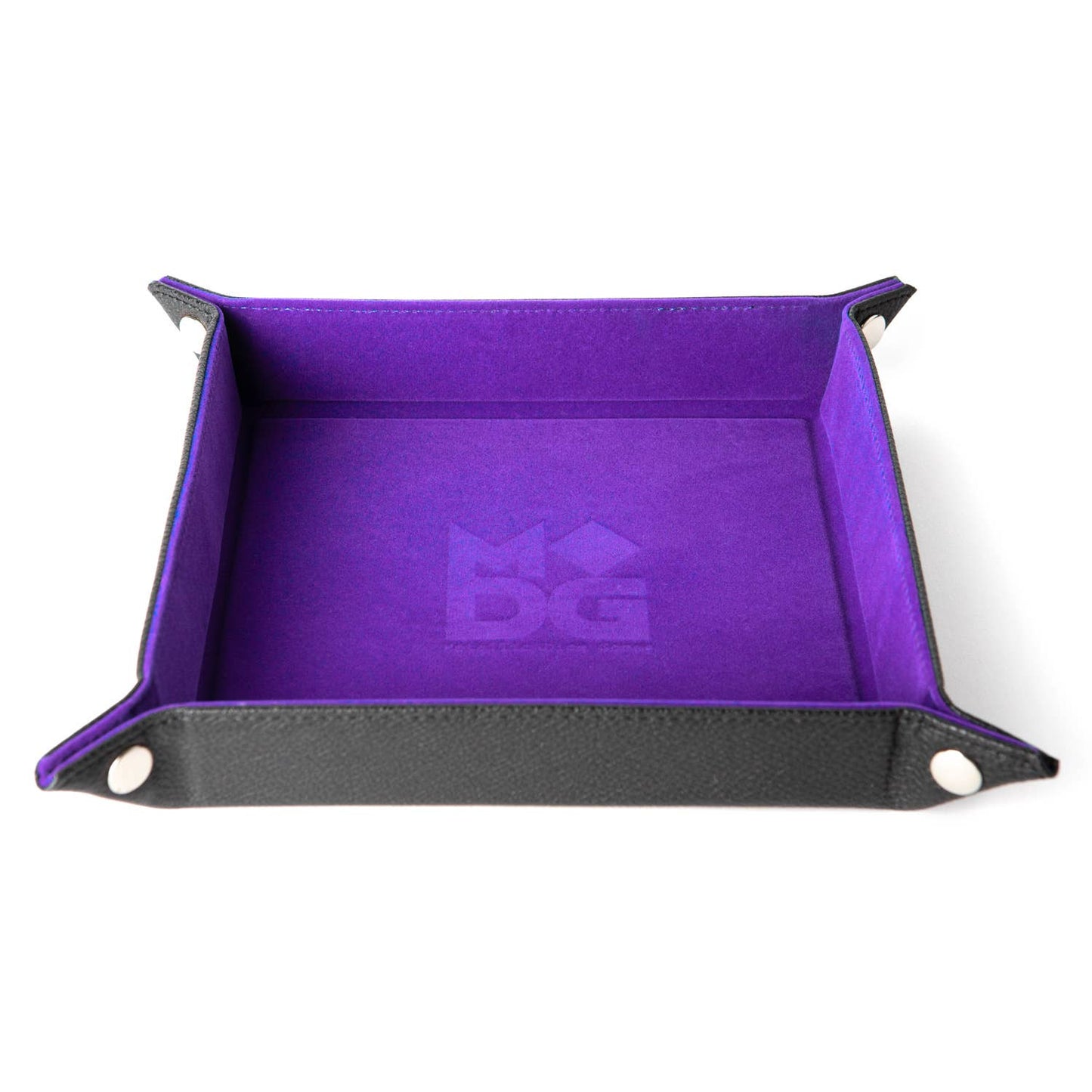 Rainbow Velvet Folding Dice Tray with Leather Backing
