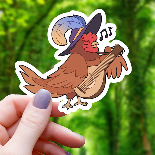Chicken Bard TTRPG Inspired Class Sticker- 3"