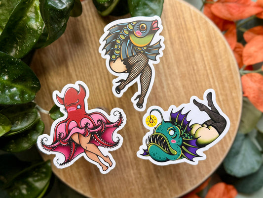 Reverse Mermaids, 3" Matte Vinyl Sticker