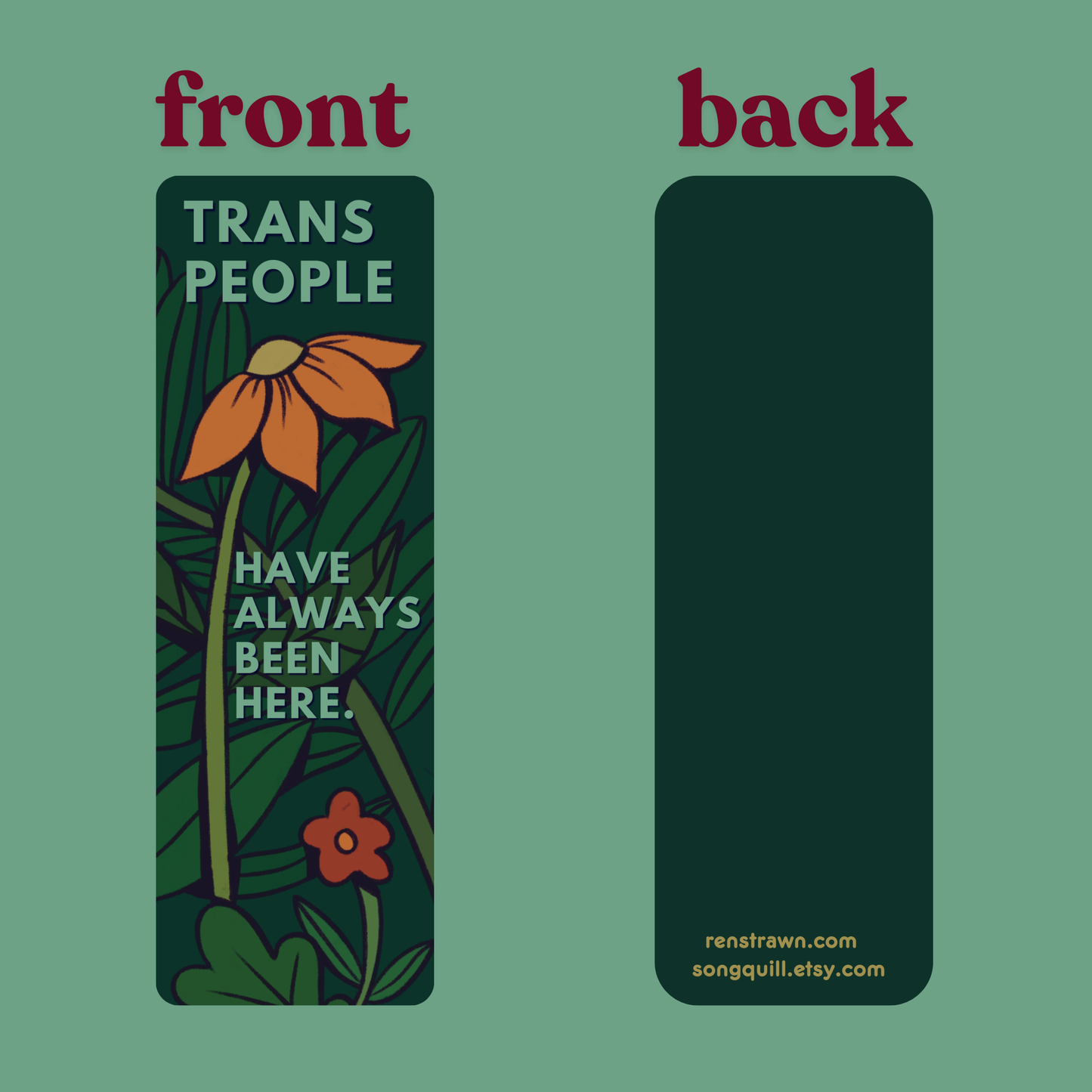 Trans Pride Laminated Bookmark