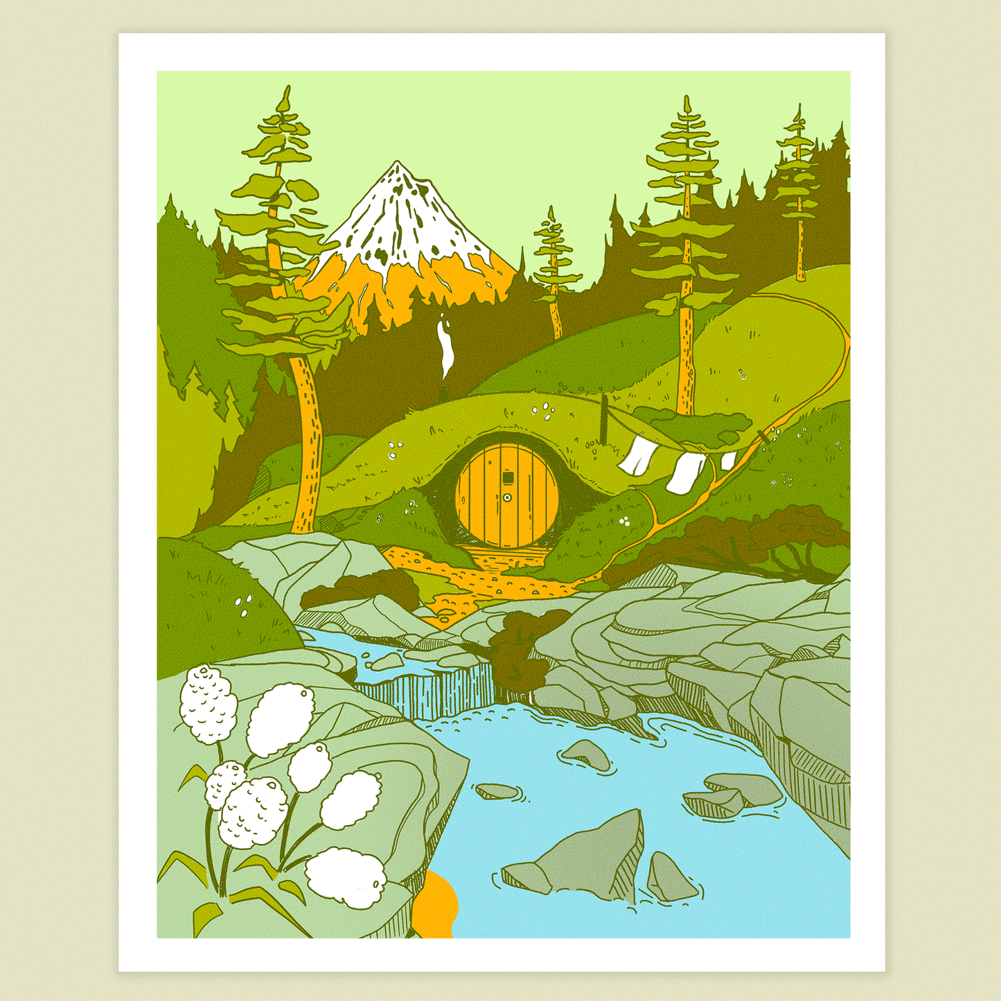 Mountain Hobbit Home Art Print 8x10