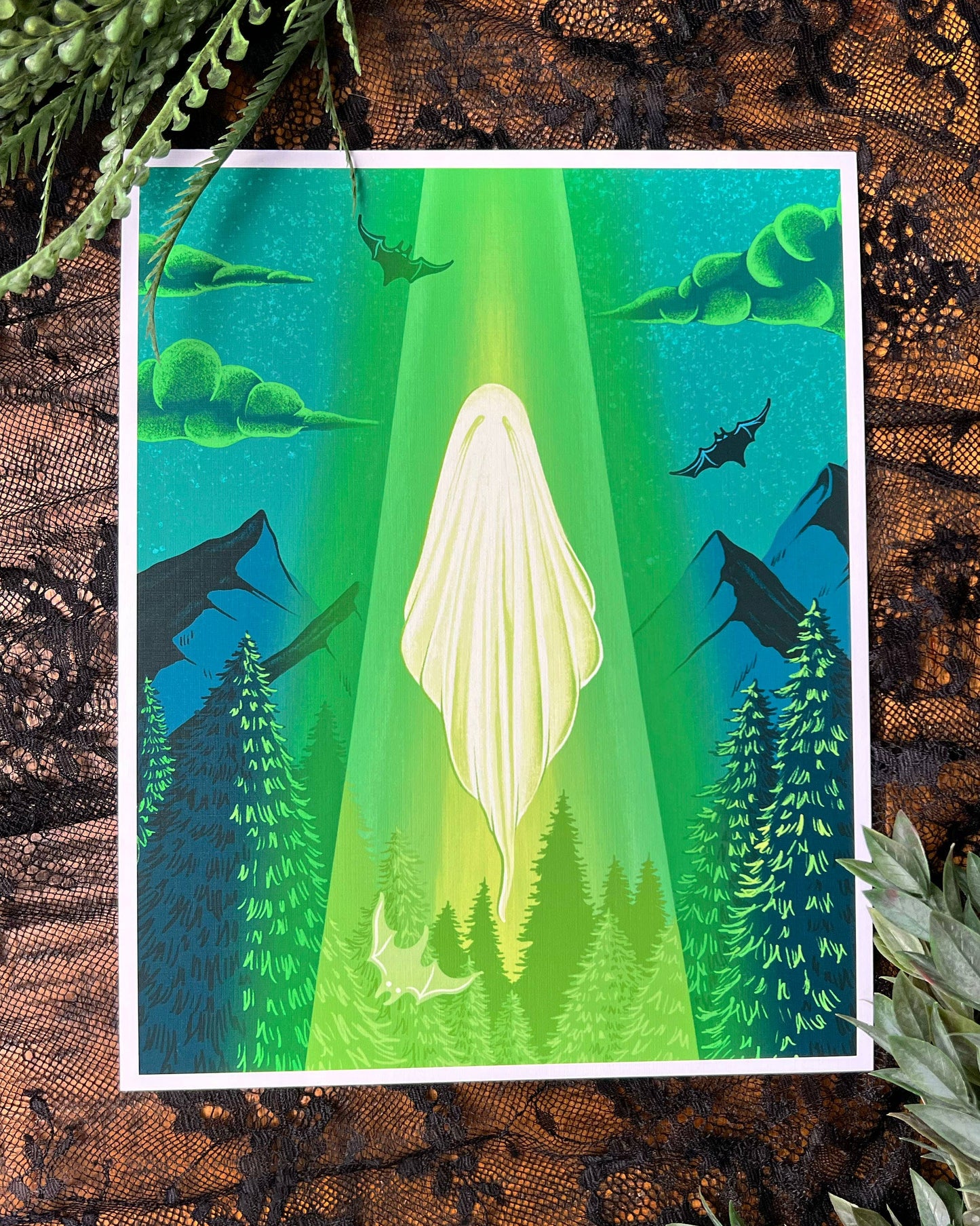 Alien Abduction Ghosty Art Print