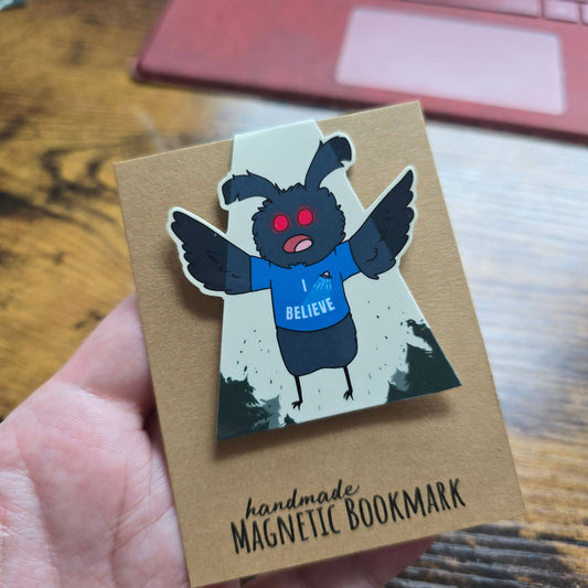 I Believe Alien Abduction Mothman Cryptid Magnetic Bookmark