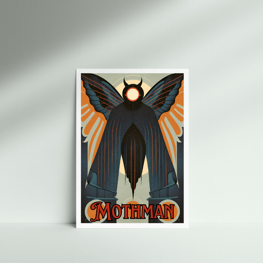 Art Deco Mothman Cryptid Wall Art Print