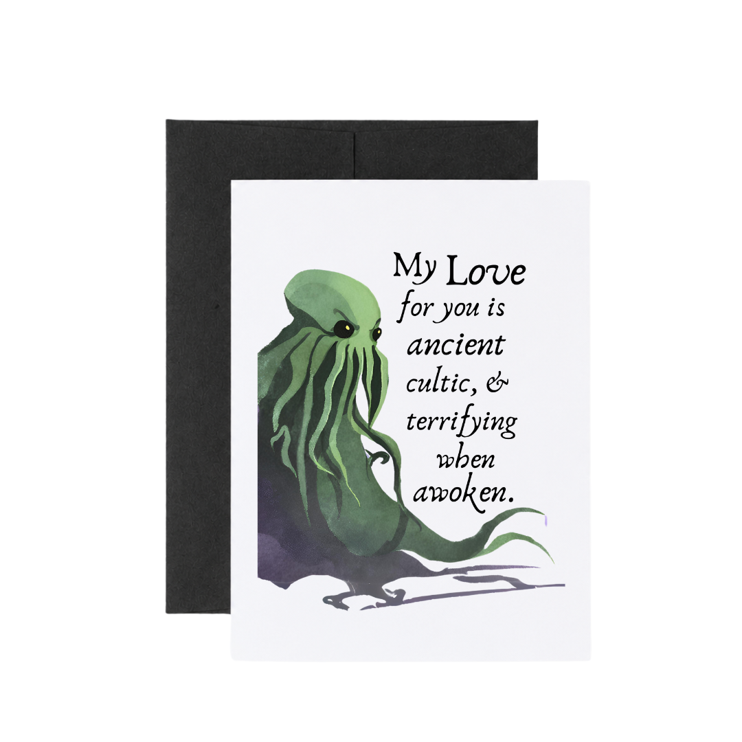 Cthulhu Bookshop Literary Nerd Horror Love Card