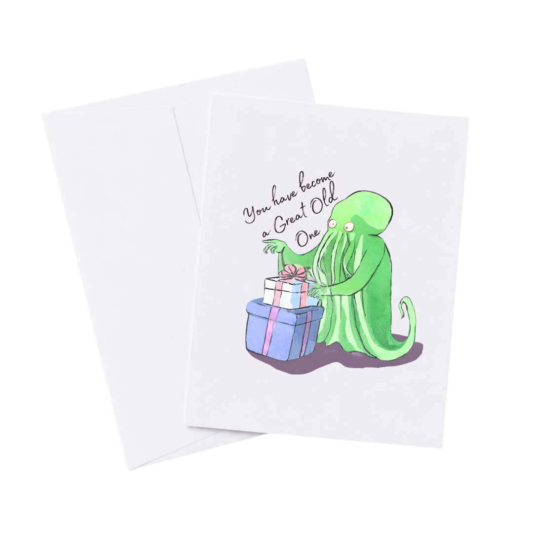 Cthulhu Great Old One Literary Nerd Bookshop Birthday Card
