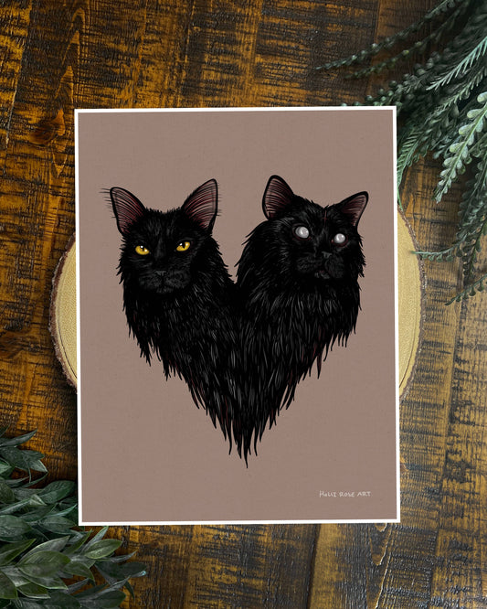 Meep and Moe Double Headed Cat Print 