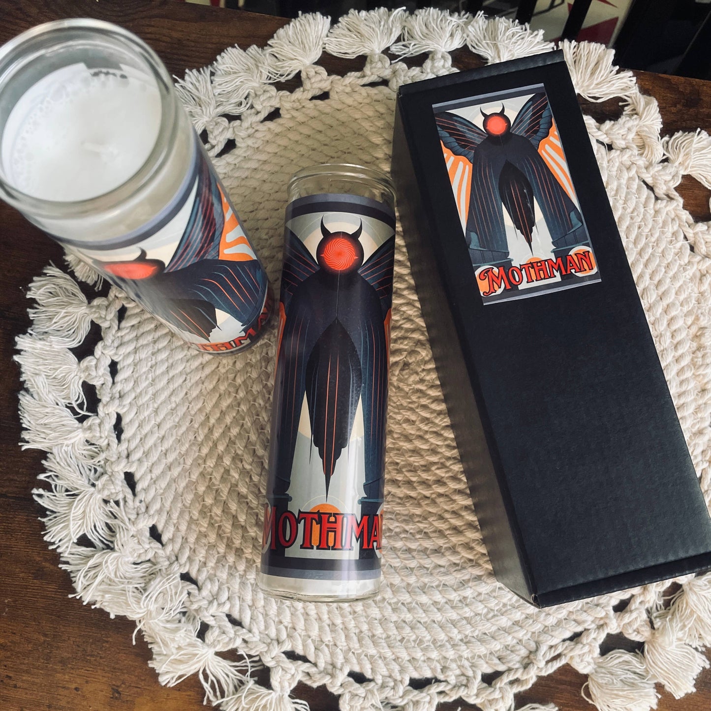 Art Deco Mothman Novelty Bookstore Prayer Candle