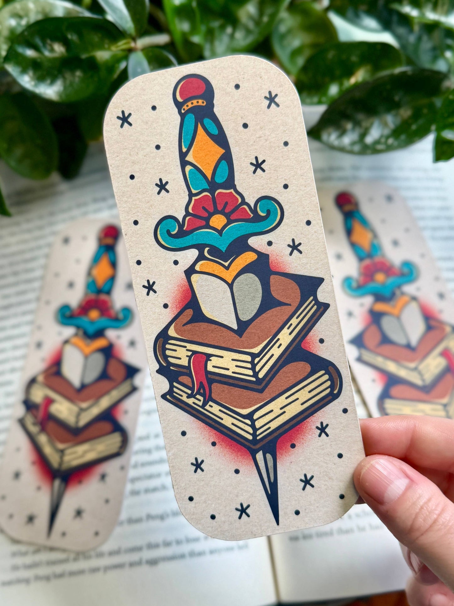 Book and Dagger Bookmark, Soft Matte Double-sided Bookmark