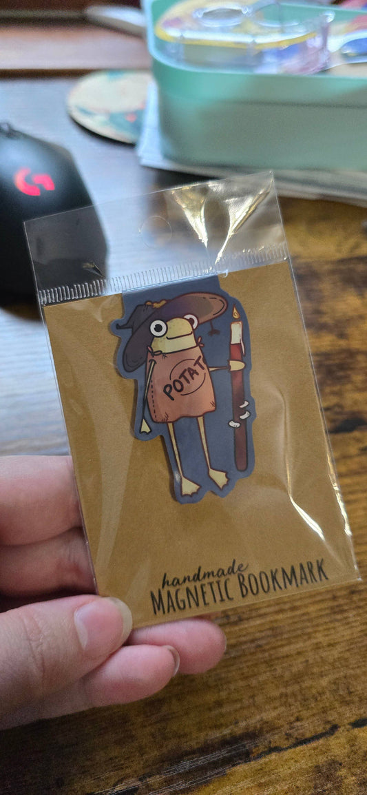 Cottage-core Tater Sack Frog Magnetic Bookmark