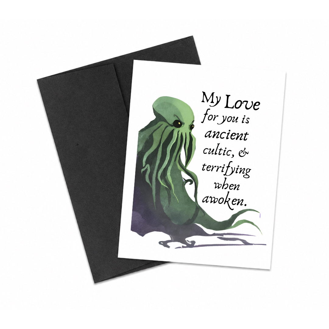 Cthulhu Bookshop Literary Nerd Horror Love Card