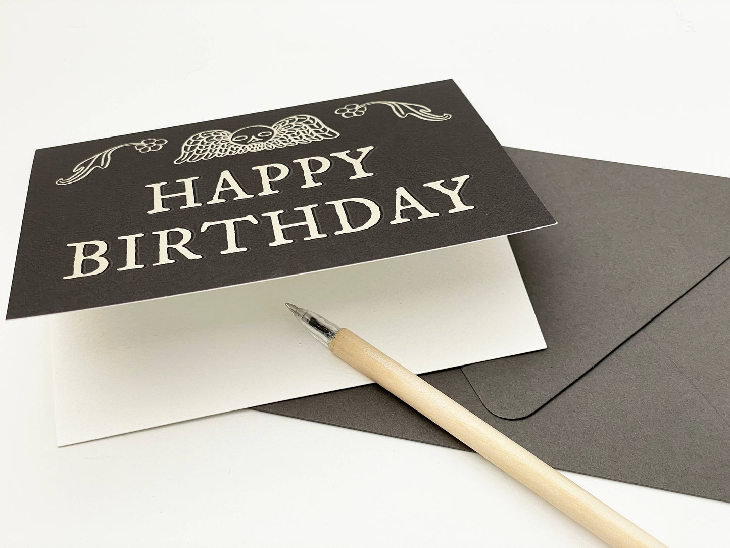 Gravestone Happy Birthday Card,Goth Stationery, Momento Mori