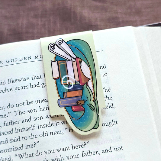 Dragon With Pile of Books Magnetic Bookmark