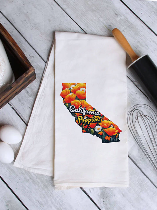 California State Flower Poppy Tea Towel
