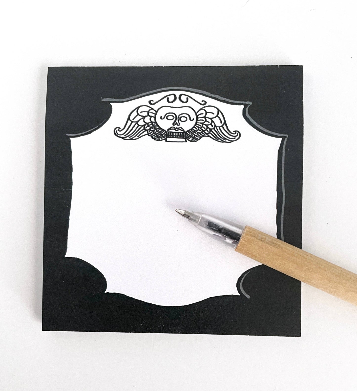 Momento Mori Sticky Note Pad, Goth Themed Stationery