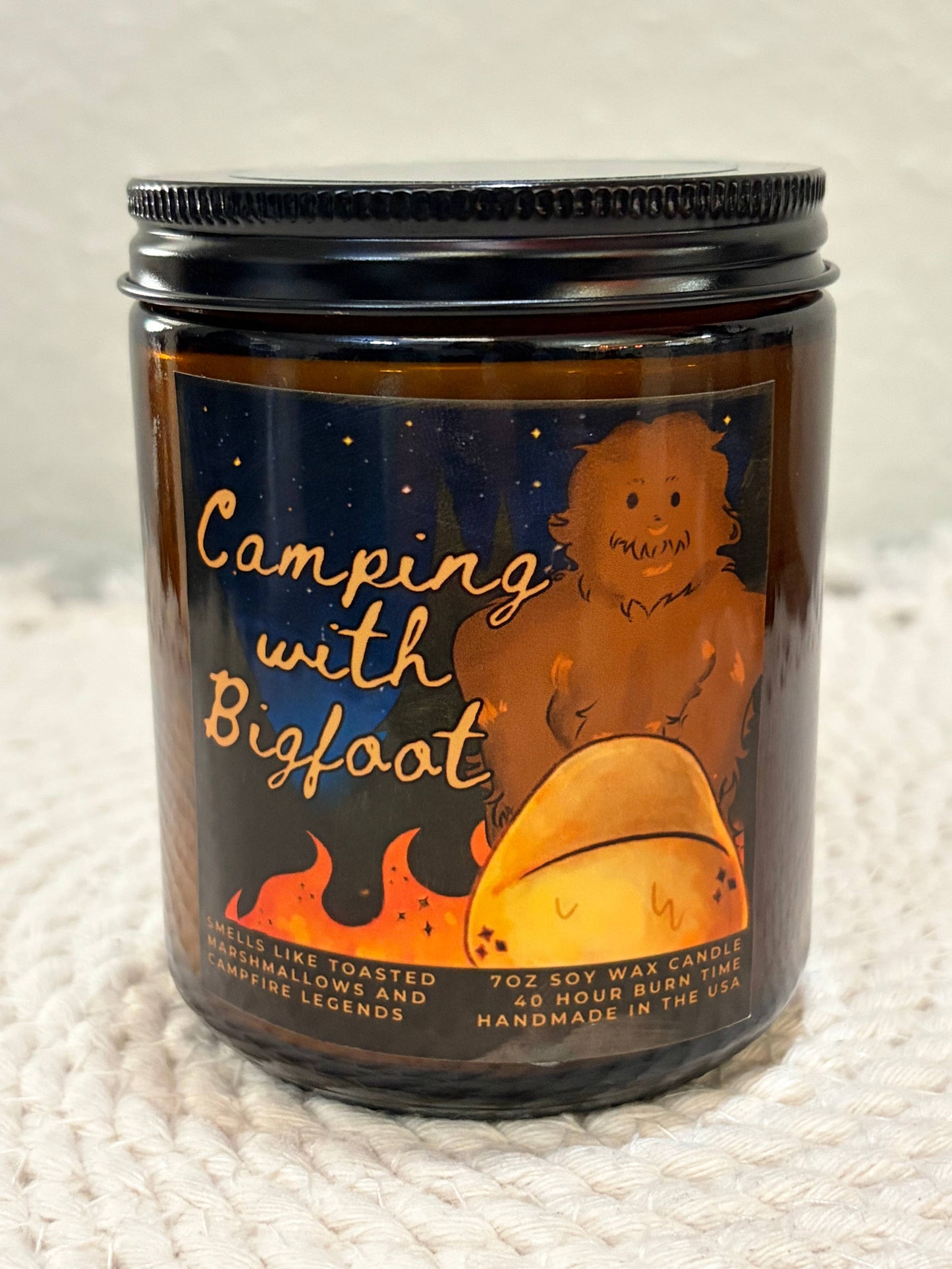 Camping with Sasquatch Bigfoot Themed Scented Candle