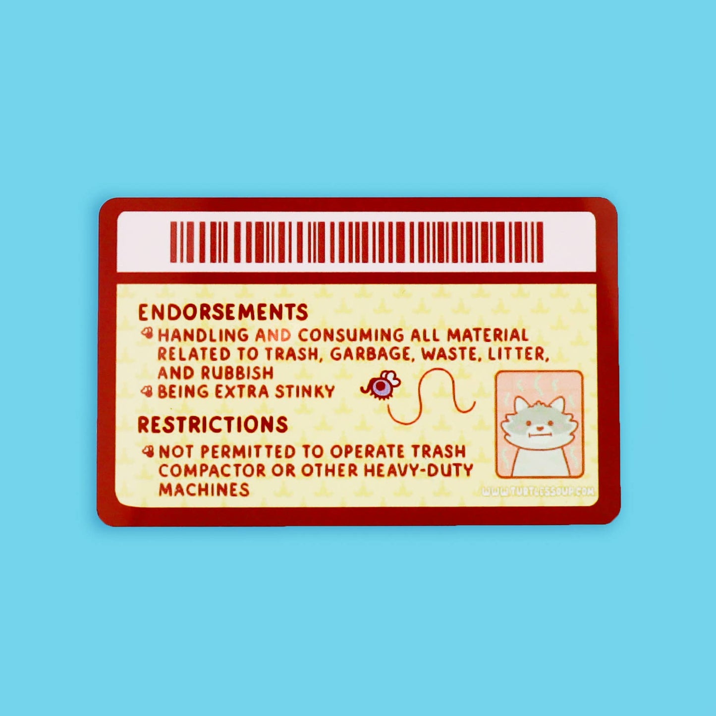 Trash License Raccoon Fake License