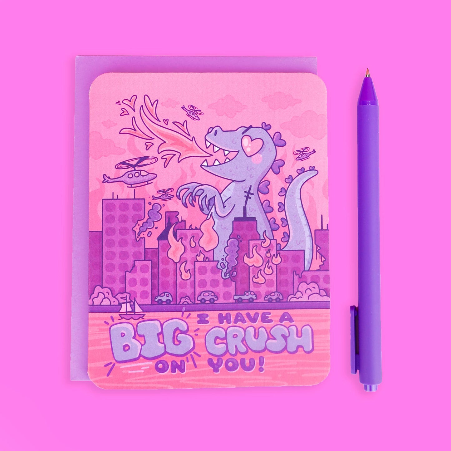 I've Got A Big Crush On You Kaiju Valentine's Day Card