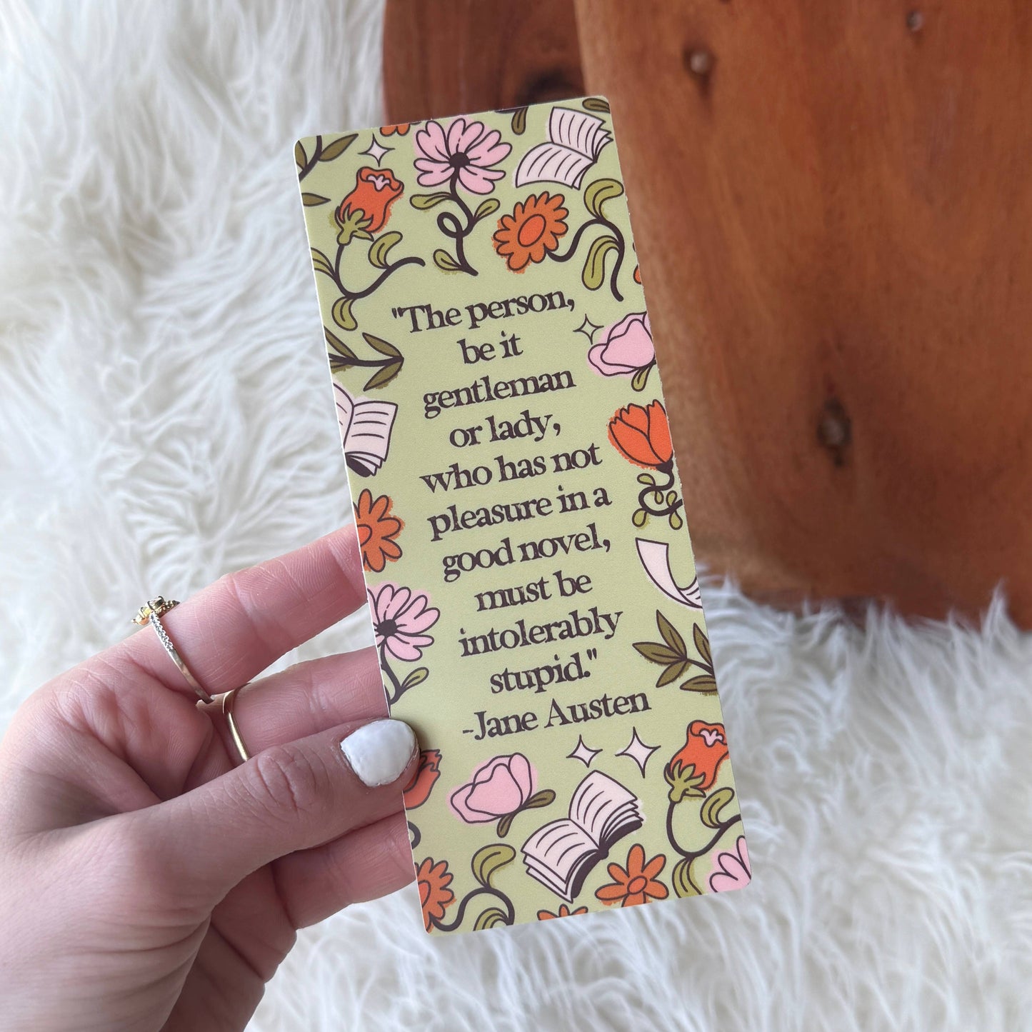 Jane Austen Quote Green Bookmark Sticker
