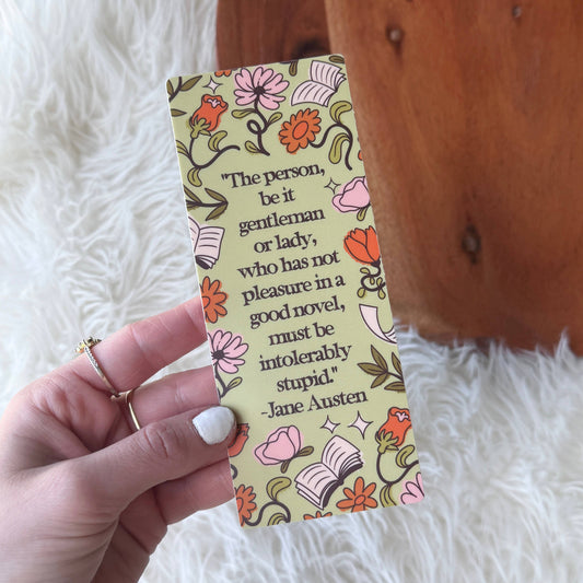 Jane Austen Quote Green Bookmark Sticker