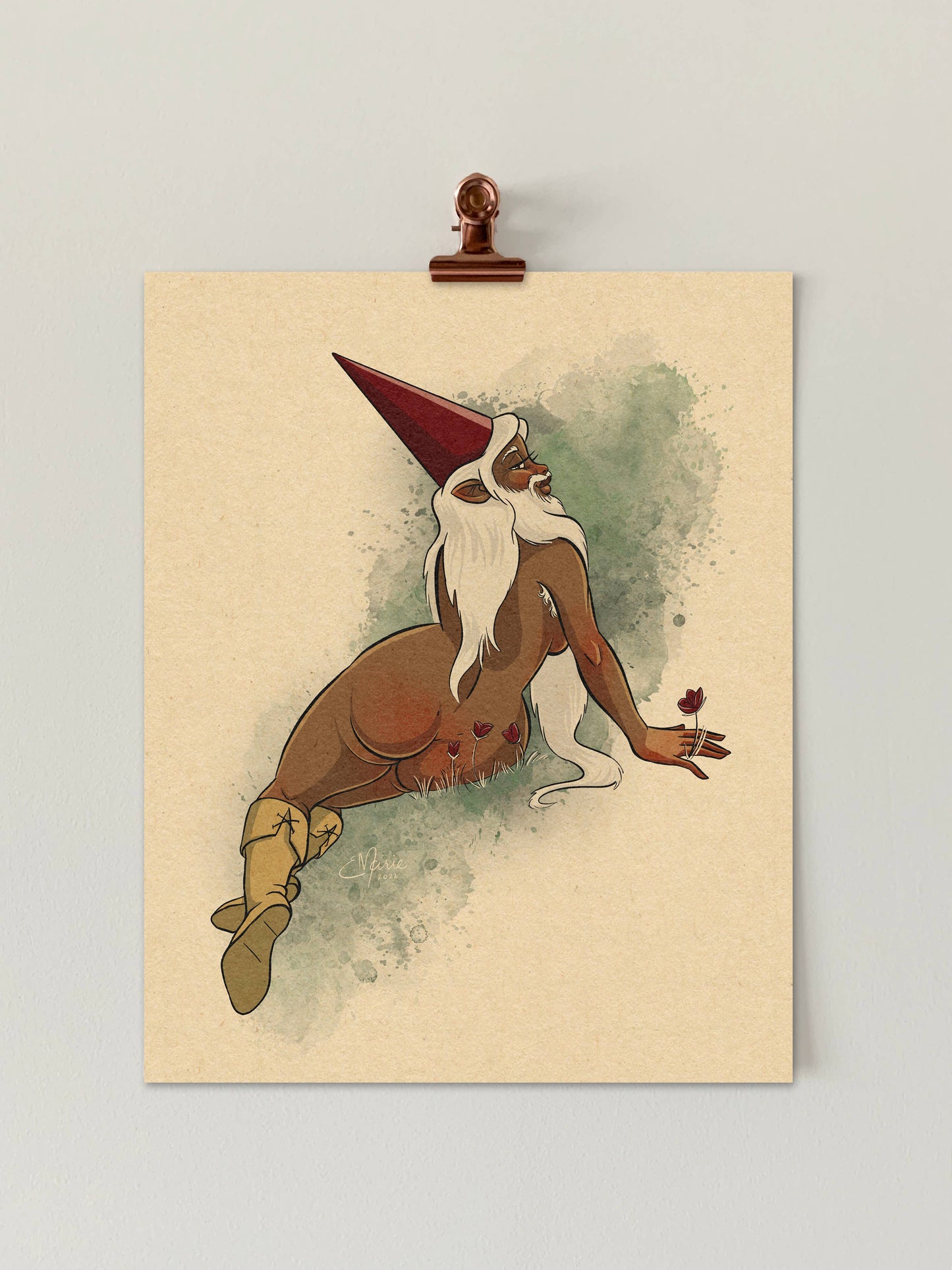 Gnome Pinup  Art Print 8x10