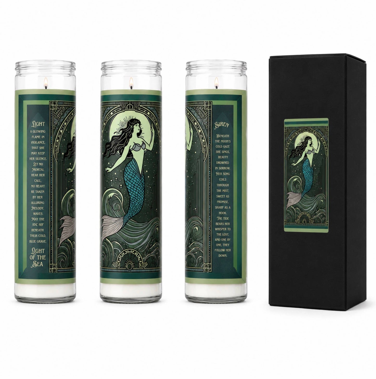 Sea Siren Witchy Novelty Bookstore Prayer Candle 