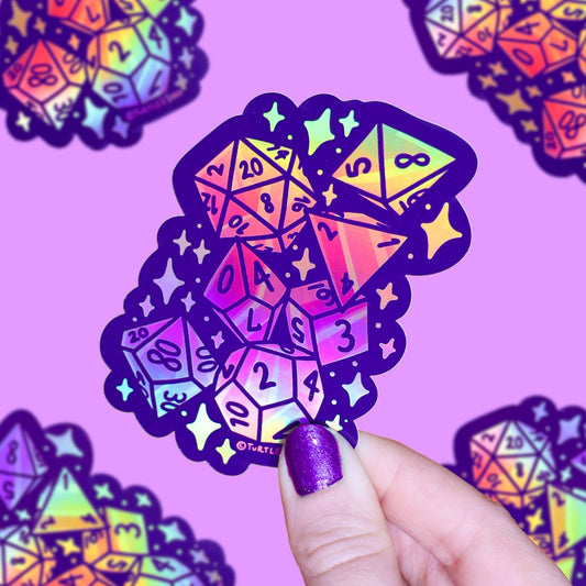 Gamer D20 Board Game Dice, Holographic Vinyl Sticker