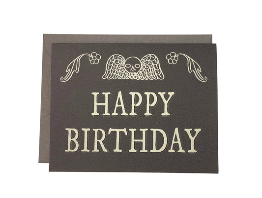 Gravestone Happy Birthday Card,Goth Stationery, Momento Mori
