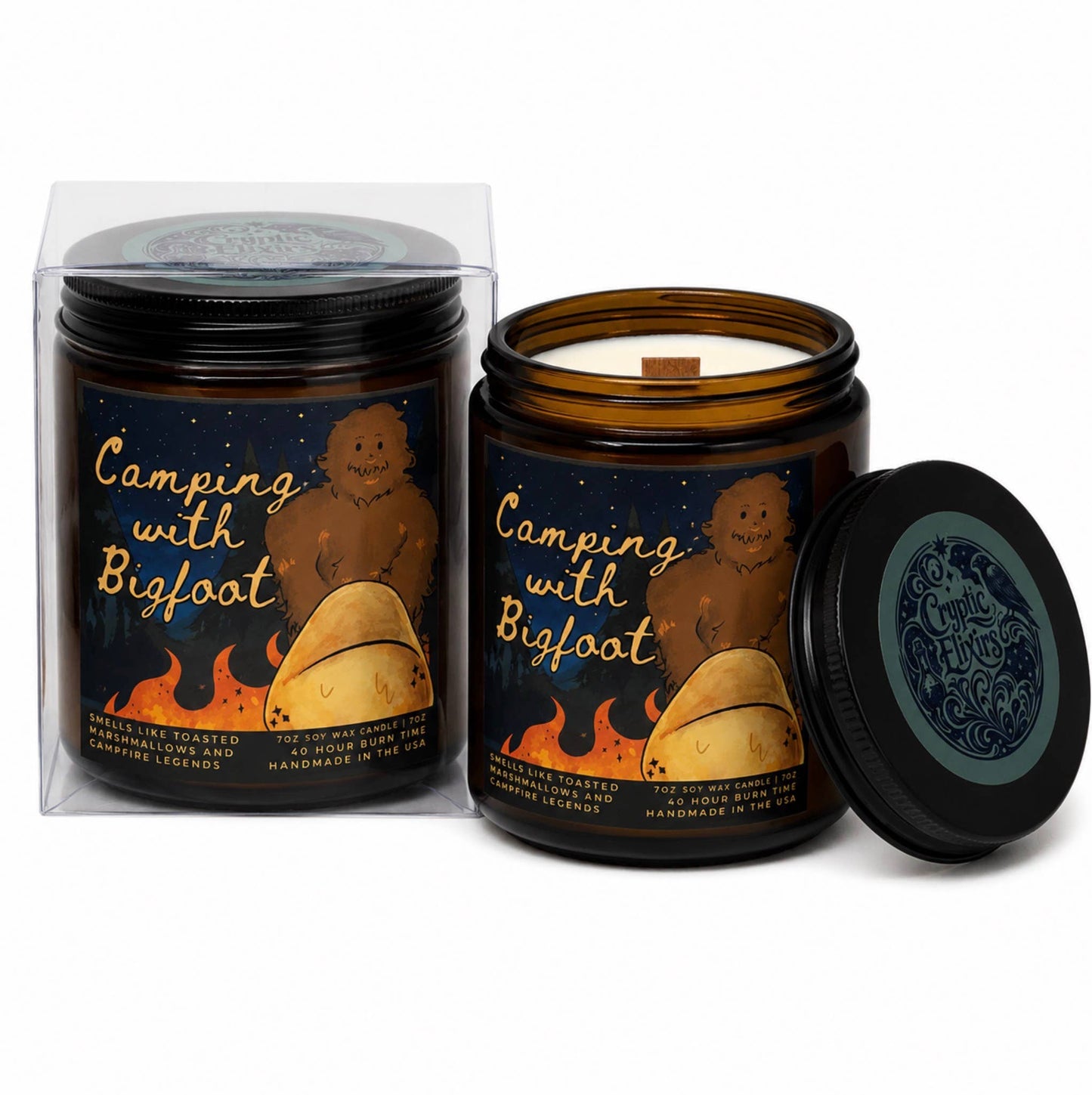 Camping with Sasquatch Bigfoot Themed Scented Candle