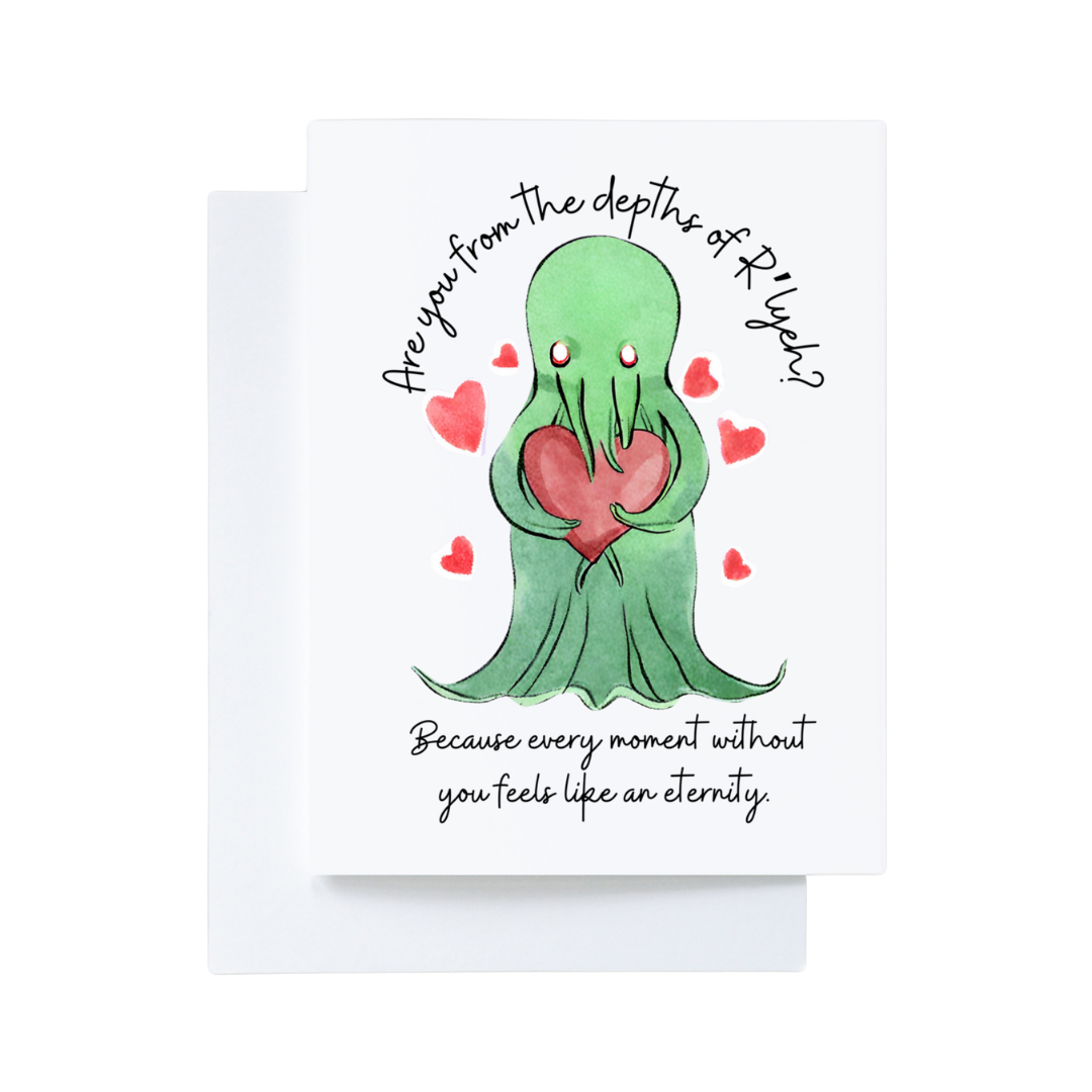 Cthulhu Romantic Nerdy Bookstore Love Card