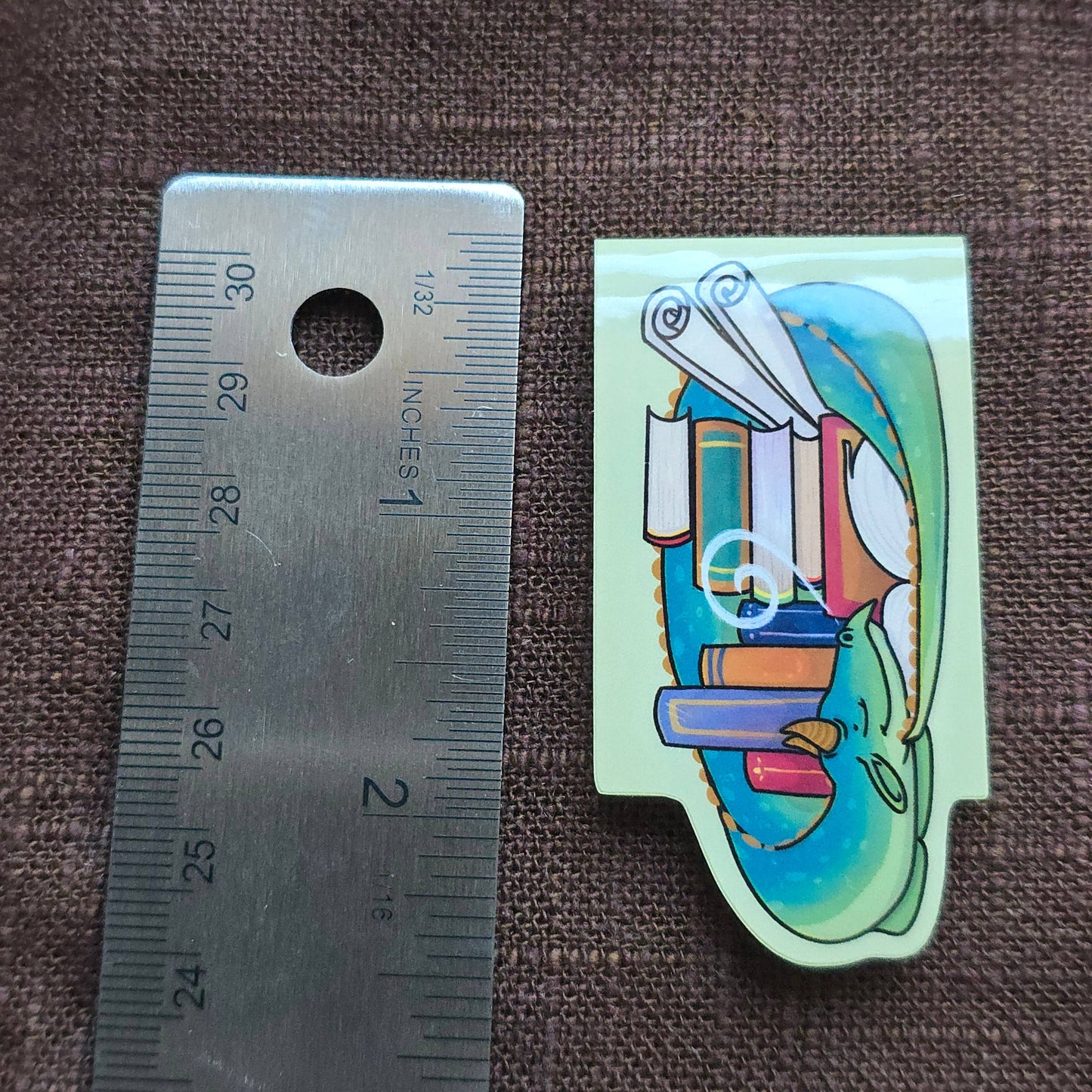 Dragon With Pile of Books Magnetic Bookmark