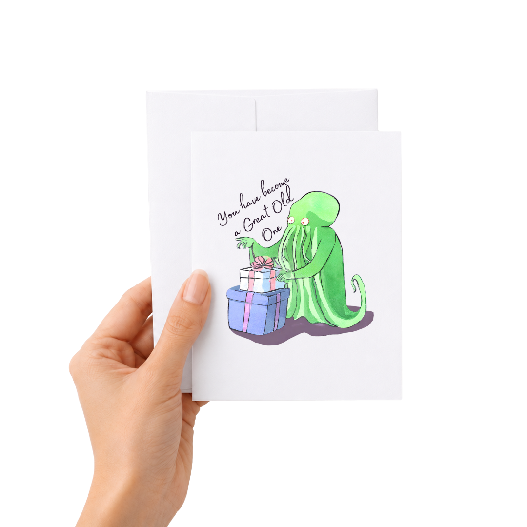 Cthulhu Great Old One Literary Nerd Bookshop Birthday Card