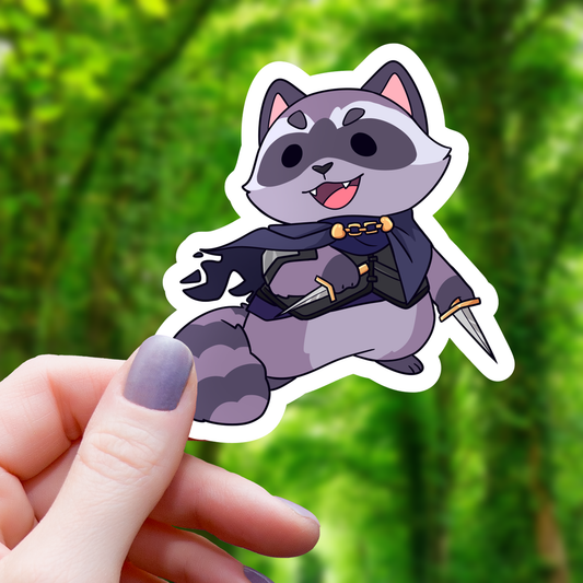 Raccoon Rogue TTRPG Class Sticker - 3"