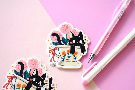 Kitty in a Cup Sticker
