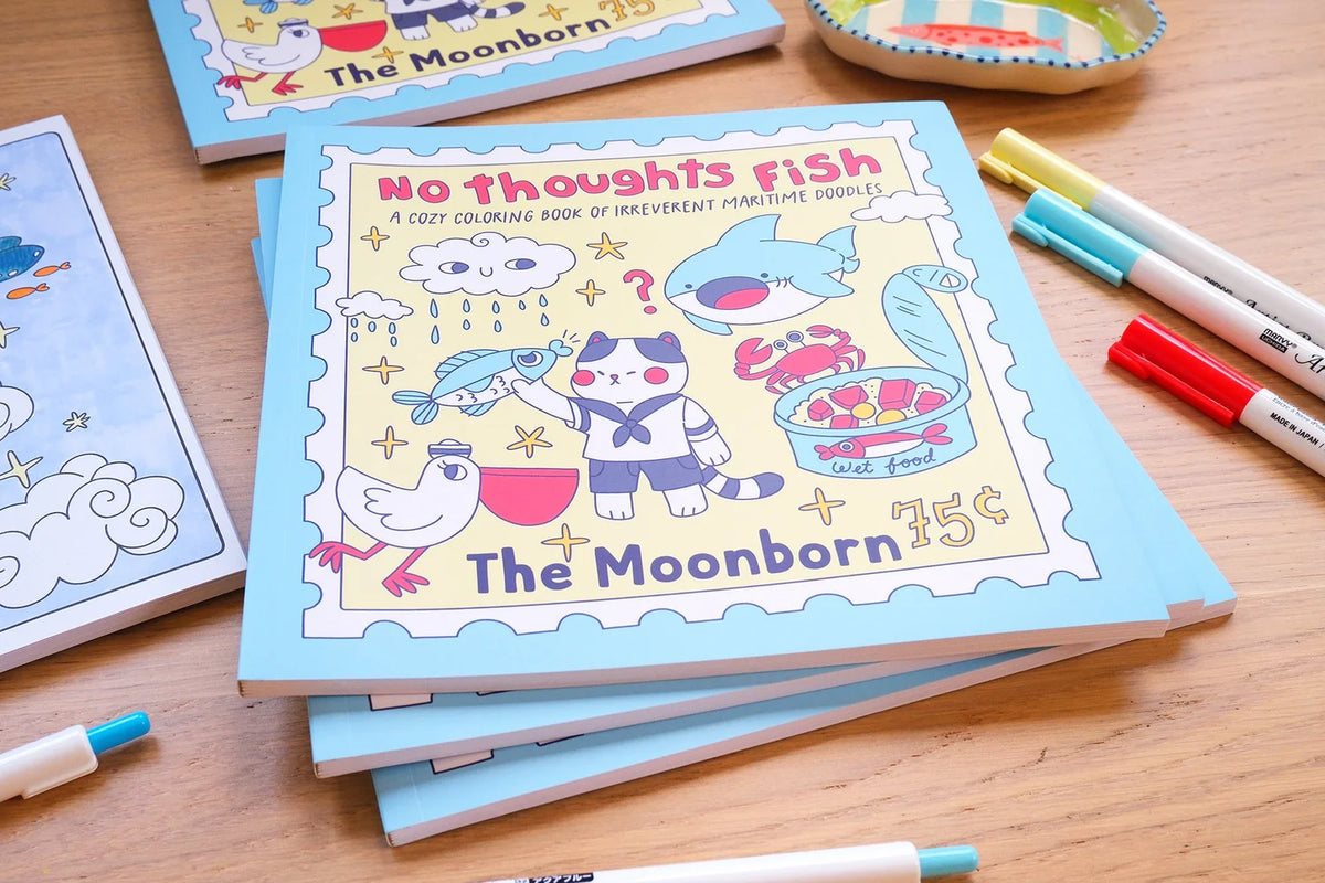 No Thoughts Fish, Cozy Coloring Book